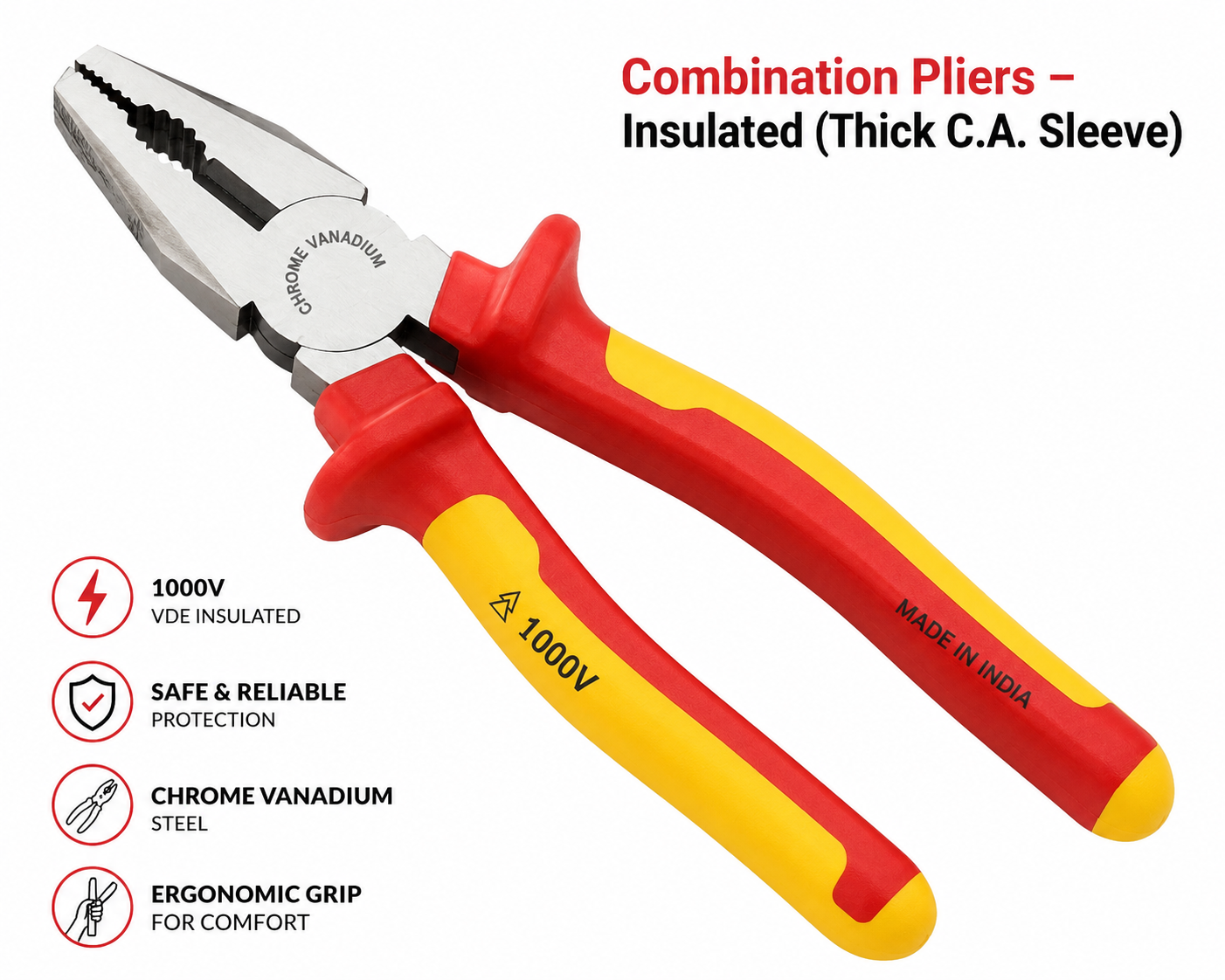Combination Pliers – Insulated (Thick C.A. Sleeve)