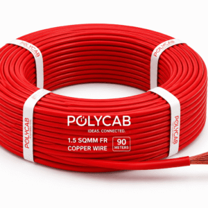 Polycab 1.5 Sqmm FR Copper Electrical Wire – Red | 90 Meter Coil | High Conductivity House Wiring Cable
